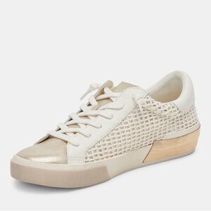 Dolce Vita Woven Sneakers in Bone and Gold 8